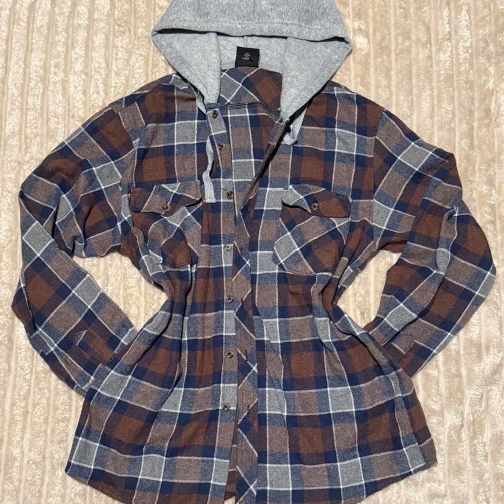 Plaid Hooded Flannel Shirt